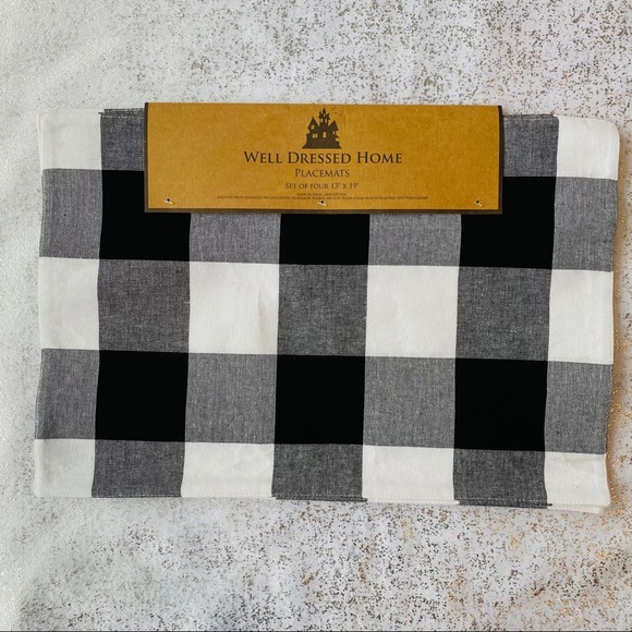 Other - NWT Plaid Buffalo Check Placemats Black & White
